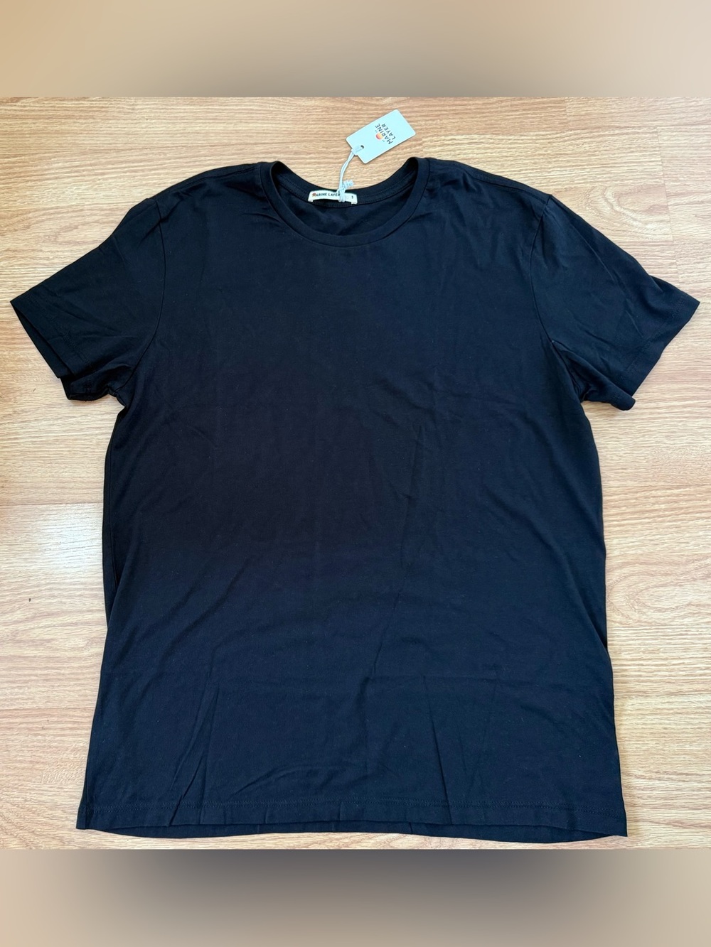 Marine Layer Black Signature Crew Tee Mens S NWT
